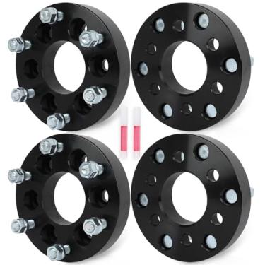 Imagem de ECCPP Conjunto de 4 espaçadores de roda de 3,2 cm 6 x 5,5 6 x 139,7 kit adaptador espaçador de roda com furo de cubo M 1/5.1 cm 73,1 mm para Dakota Durango Viper 6 Lug Preto Alumínio