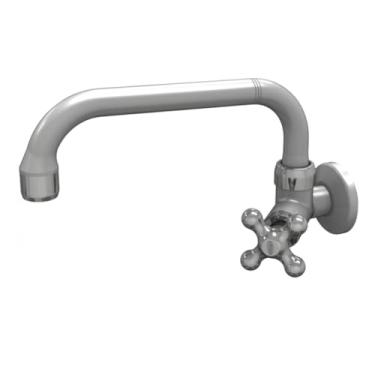 Imagem de Torneira para Cozinha de Parede Bica Móvel Horizontal Porto Belo Luxo Cinza Cromado Com Bitola de 1/2" - 3/4" Durín