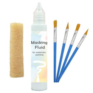 Imagem de Fluido de máscara de aquarela azul - Materiais de arte profissional com pincel e borracha para artistas, caneta média de pintura