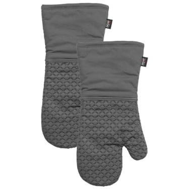 Imagem de All-Clad Luva de forno premium impressa em silicone Ogee: resistente ao calor até 500 graus - 100% algodão e silicone, luva de forno de 35,56 cm x 17,8 cm para cozinha e churrasco, pacote com 2