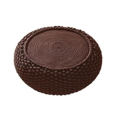 Imagem de pufe Travesseiro de chão tecido com corda algodão japonês, tapete futon tatami, almofada para casa, sala chá, varanda, meditação(Brown,40cm)