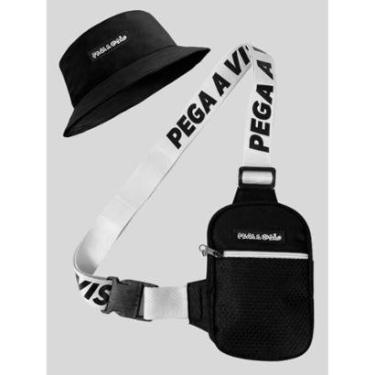 Imagem de Shoulder Bag Masculina Mini Bolsa Necessaire Basica + Chapeu Bucket Pega a Visão-Masculino