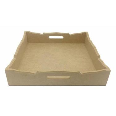 Imagem de Bandeja Cesto Quadrada Bico MDF 27x27x6 cm Decoração P - LUCIANO