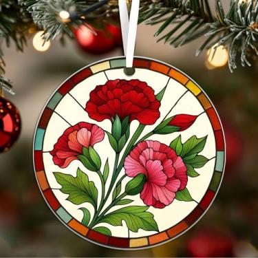 Imagem de Enfeite acrílico de flor do mês de nascimento de janeiro - Janeiro Cravo do Vale Suncatcher - Flores para pendurar na janela - Presente de aniversário para Besties - Mãe - Ela