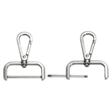 Imagem de PATIKIL Ganchos de fecho giratório de 3,8 cm, 2 peças de ganchos de pressão destacáveis, fechos de garra de lagosta giratórios, com barra de parafuso para bolsa, cordão de bolsa, ferragens de