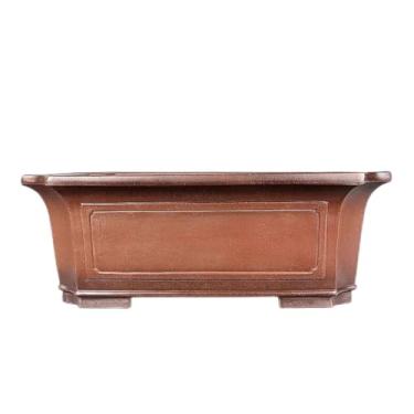 Imagem de URGDWEKJY Vasos de flores de 60 cm, bonsai de argila roxa, grande, feito à mão, retangular, roxo, verde, plantas, vasos