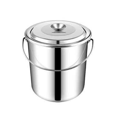 Imagem de FTOQWZXV Balde de gelo grande capacidade de aço inoxidável balde de armazenamento doméstico espesso balde de restaurante balde de champanhe bar festa barril de cerveja bebidas refrigerador/cerveja B