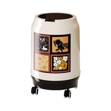 Imagem de WeiLaiKeQi Lixeira com rodas, lata de lixo de grande capacidade, recipiente para resíduos para cozinha, trailer, sala de estar e banheiro, with Lid S White
