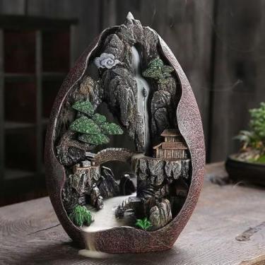 Imagem de Queimador de incenso em cascata de montanha refluxo em cascata suporte de cone de incenso para ioga meditação decoração para quarto