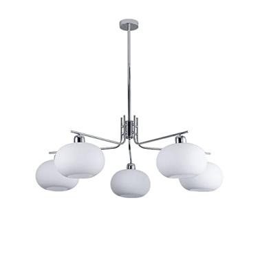 Imagem de YQSLQZZ Luminária pendente Sputnik de meados do século, luzes de teto semi-embutidas com altura ajustável, lustres modernos de vidro de cor cromada, para sala de estar, quarto, sala de jantar