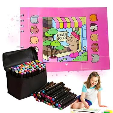 Imagem de Kit Bobbie Goods Livro De Colorir Capa Dura Holográfica + Conjunto De 