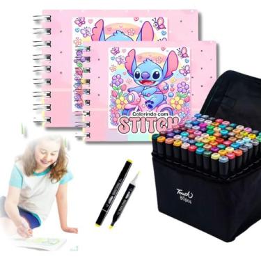 Imagem de Kit 2 Livro De Colorir Stitch Estilo Bobbie Goods 50 Folhas 180g Com 8