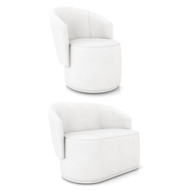 Imagem de Sofá Namoradeira e Poltrona Orgânica para Sala Malu Sintético Branco M11 - D'Rossi