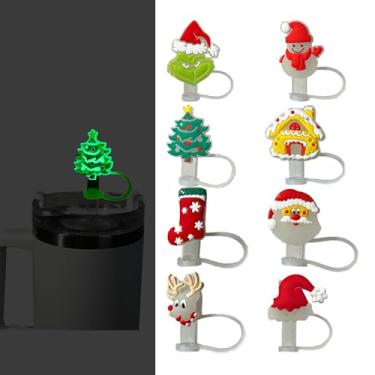 Imagem de Tampa de palha luminosa de 1 cm para copos Stanley de 30 e 1,134 g, que brilham no escuro, 8 peças de 10 mm de largura, protetores de tampas de silicone fofos, compatíveis com acessórios Stanley -