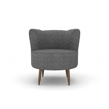 Imagem de Poltrona Cadeira para Recepção, Sala de Estar, Sala de Leitura, Resistente Reforçada, Tecido Veludo, Pés Madeira (Cinza Linho)