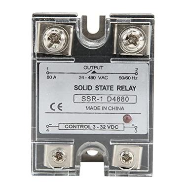 Imagem de 80A SSR-80 Relé de Estado Sólido DC Controlado AC 3-32VDC 24-480VAC para Campos Industriais Com Tampa Protetora de Resina Transparente Gabinete de Alta Temperatura