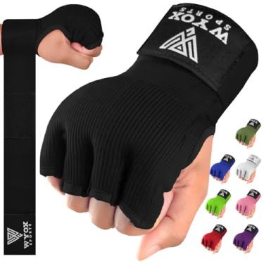 Imagem de Luvas Internas de Boxe WYOX com Gel para Homens e Mulheres, Tiras de Pulso Rápidas de 80cm, Bandagens Acolchoadas e Elásticas para Muay Thai, MMA, Kickboxing, (Preto, S/M)