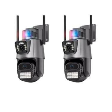 Imagem de KIT Câmera De Segurança Externa Lente IC Dupla Com Sirene Wifi 6mp Full Hd 4K 360graus Visão Noturna(KIT2_Camera_Dupla_Alarme)