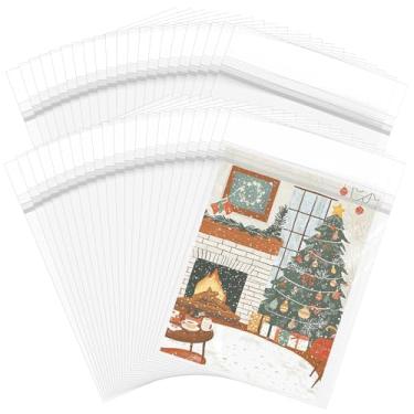 Imagem de VOKOY Pacote com 100 sacos de armazenamento de 21 x 26 cm, mangas cristalinas, sacos de celofane autovedantes, protetores de revistas para tapetes de fotos de 20 x 25 cm, impressões artísticas