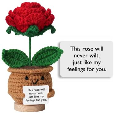 Imagem de Presentes para ele, seu namorado, namorada, To My Love, crochê feito à mão, presente romântico de flores tricotadas, presente de aniversário de casamento, aniversário, dia dos namorados para esposa e