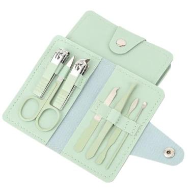Imagem de Kit de manicure e pedicure de 7 peças com estojo de couro PU portátil, conjunto de ferramentas de cuidado de unhas de aço inoxidável para casa e viagem (opções de rosa/roxo/verde)