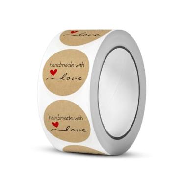 Imagem de Pacote com 500 adesivos de coração de papel kraft – etiquetas rústicas para envelopes, presentes e decoração