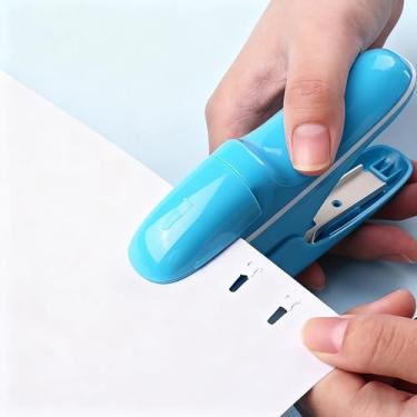 Imagem de Alicate grampeador sem grampo, portátil, sem encadernação de grampo, capacidade para 8 folhas, portátil, azul