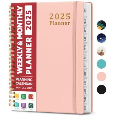 Imagem de Agenda 2025 – Agenda semanal e mensal com encadernação espiral, janeiro de 2025 a dezembro de 2025, capa dura 2025, agenda agenda com abas, bolso interno, perfeito para escritório, casa, material