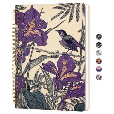 Imagem de Caderno de diário espiral forrado para mulheres, diários pautados pela faculdade A5 para escrever, cadernos de capa dura para trabalho, anotações e material escolar de escritório, 140 páginas - Iris