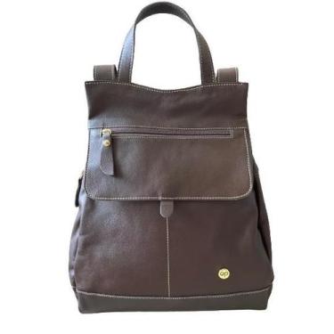 Imagem de Mochila Feminina  Couro Legitimo Anti Furto Luxo Passeio - Gaios Empor