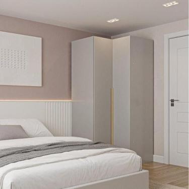 Imagem de Guarda-Roupa de Canto Reto Modular 95cm com Portas e Cabideiros Jade C