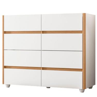 Imagem de Cômoda Aparador 8 Gavetas Com Tampo Estilo Bandeja Eternity Branco/freijó