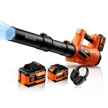 Imagem de Soprador de folhas sem fio de 17000 RPM com bateria DECERK 7.8AH – Motor sem escova de 530 CFM para cuidados com o gramado, soprador elétrico turbo de 5 velocidades para poeira, folhas molhadas, carro