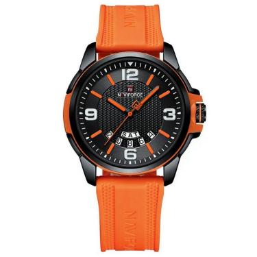 Imagem de Relógio De Pulso Masculino Pulseira Clássica De Silicone Esportivo Laranja