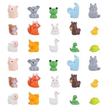 Imagem de Conjunto de 30 mini animais de resina, 15 estilos, minifiguras de animais de resina, miniaturas de decoração de jardim, para artesanato faça você mesmo, decoração de casa de boneca