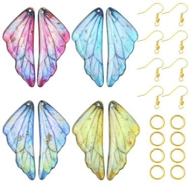 Imagem de LiQunSweet Brincos de asa de borboleta faça você mesmo, kits de fabricação de brincos, incluindo pingentes de resina epóxi, anéis de salto de latão e ganchos de brinco, cores mistas