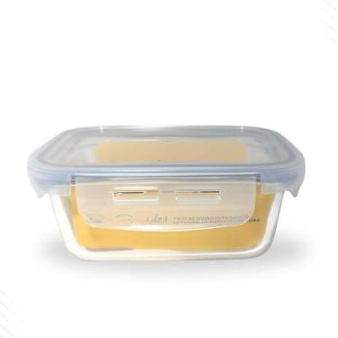 Imagem de Kit Marmita de Vidro Hermética Retangular com Tampa 4 Travas 1040ml  O
