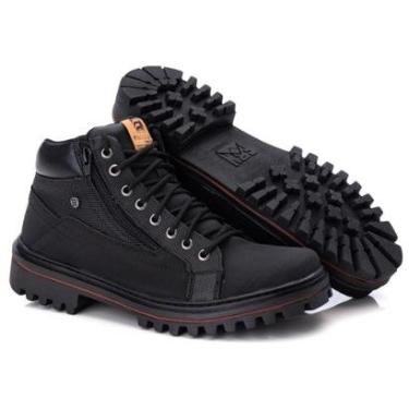 Imagem de Bota Preta Masculina Confortável Coturno para Trabalho Cano Médio-Masculino