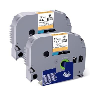 Imagem de Reposição de fitas de etiqueta compatíveis para Brother P-Touch Fita laminada colorida Tze B31 Tze-b31 Tzeb31 Preto em laranja Fluoresente 12 mm 0,47 polegadas para Ptouch Label Maker PTD600 PTD400AD PTH110,2 unidades