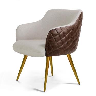 Imagem de Poltrona Pé Palito Jade Bege C-17 Tressê Corano Marrom