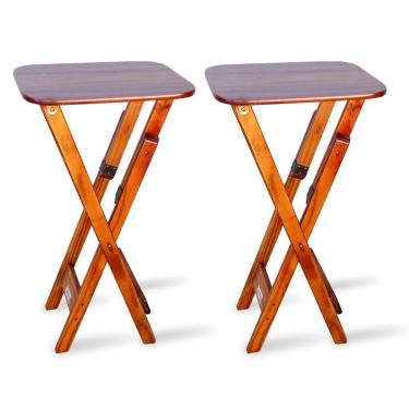 Imagem de Kit 2 Mesas Bistrô Dobrável Madeira Padrão Imbuia - Cor: Marrom