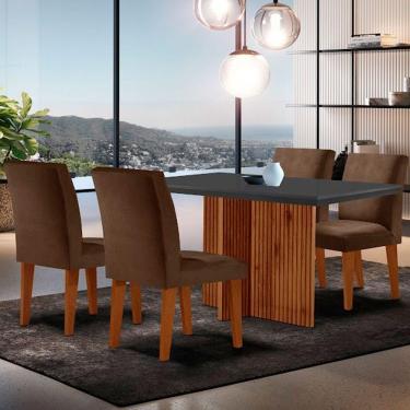 Imagem de Mesa Olimpia 120 Mdf Canto Copo Com 4 Cadeiras Grecia