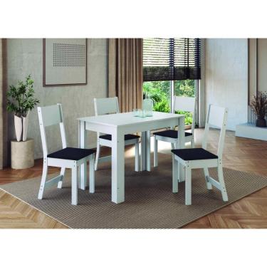 Imagem de Conjunto Mesa De Jantar 108cm Com 4 Cadeiras Multimóveis CR50204 Branco-preto