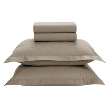 Imagem de Jogo Lençol Queen Karsten 200 Fios 100 Algodão Percal 4 peças Dobra Fe