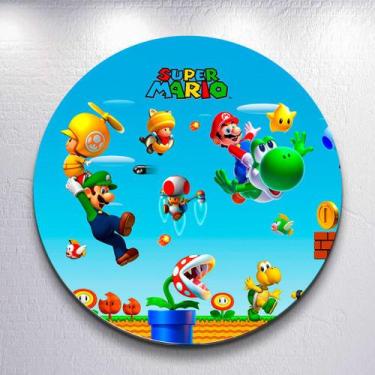 Imagem de Capa Painel Redondo Festa Game Mario Jogo Estampa Infantil Mini e Gran