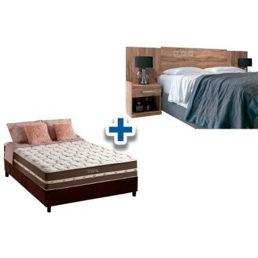 Imagem de Cama Box Casal Crc + Colchão Molas Classic + Cabeceira Plus Atacama