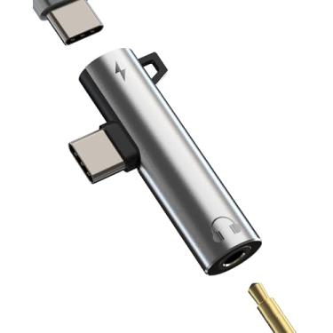 Imagem de Adaptador de fone de ouvido USB C para AUX Dongle para iPhone 16 15 Pro Max (2 em 1) áudio 3,5 mm, cabo carregador compatível com Samsung Galaxy Splitter Cord para Apple com fio telefone Android fêmea