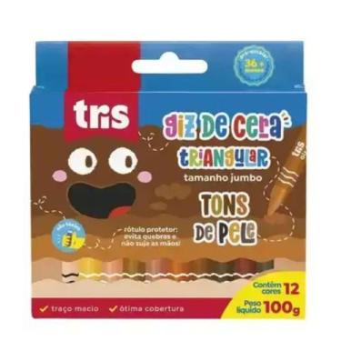 Imagem de Giz Cera Tris Tons De Pele 12 Cores, NUDE/PRETO