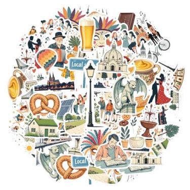 Imagem de 50 peças adesivos arquitetura culinária cultura natureza viagem adesivos brinquedos caprichosos adesivos culturais para laptop, motocicleta, bagagem, telefone, laptop, scrapbook, bicicleta