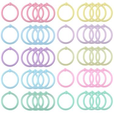 Imagem de CRASPIRE 250 peças 10 cores coloridas de plástico para fichário, anéis de papel para caderno, círculo, sortido, coração, pequenos porta-chaves articulados para livros, flash, cartões de índice, papel
